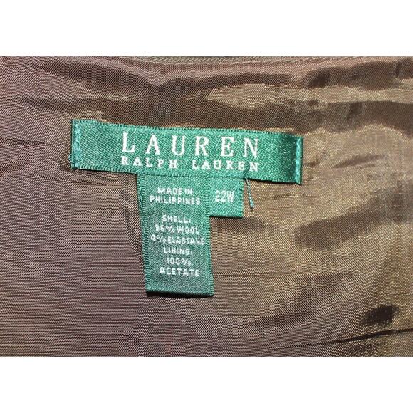 Lauren Ralph Lauren Wool Skirt Women's Size 22 Fit Flare Olive Green - Picture 8 of 9
